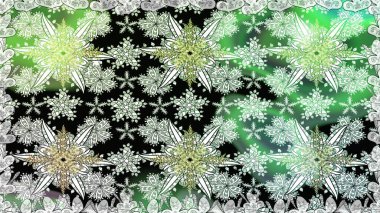 Düz Çiçek Elementleri Tasarımı. Yeşil renkli çiçekler. Çiçeksiz desenli arka plan, yaz çiçekleri. Renkli Bahar Teması Kusursuz Arkaplan.