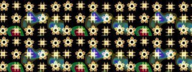 Raster. Siyah renkte güzel çiçekler, suluboya desenli eskiz deseni, duvar kağıdı, kart veya kumaş için fayanslı..