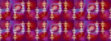 Yeni yıl kar tanesi. Düz kar karalama ikonları, kar taneleri mor, kırmızı ve menekşe renkli siluetler noel afişi, kartlar. Güzel soyut kar taneleri raster tasarımı..