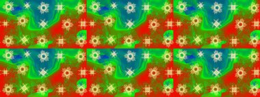 Kışın sembolü, mutlu noeller, mutlu yeni yıl kutlaması Raster illüstrasyonu. Soyut duvar kâğıdı, ambalaj dekorasyonu. Yeşil, kahverengi ve mavi renklerin çizimi. Kar tanesi kadar basit..