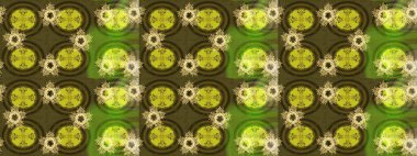 İllüstrasyon kar tanesi. Yeşil, kahverengi ve sarı renklerde suluboya kar taneleri. Kışın sembolü. Güzel dekorasyon.