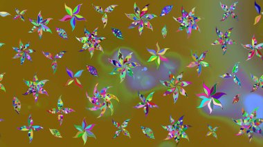 Çiçekli karalama şeklinde Raster çiçek deseni. Kahverengi renkli çiçekler. Yumuşak, bahar çiçekli arka plan.