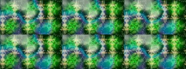 El çizimi, dövme stili karalama, kumaş tasarımı ve Raster illüstrasyonunda kartlar. Çevre yeşili, mavi ve nötr mandala şekilli kar taneleri sanat terapisi tarzı zen çizimi için.