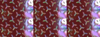 Yüzey için tekrarlanan doku, ambalaj kağıdı, kırmızı, kahverengi ve nötr renkte kar tanesi. Kış kar taneleri, raster arka plan.