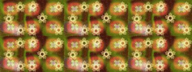 Düz Çiçek Elementleri Tasarımı. Kahverengi renkli çiçekler. Sevimli çiçek raster deseni. Renk Bahar Teması eskiz şablonu.