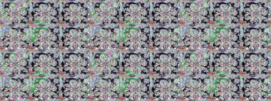 Şirin çiçekli kusursuz desen ve nötr renklerde yapraklar, suluboya çiçekli desen, duvar kağıdı, kart veya kumaş için fayanslı. Raster illüstrasyonu.