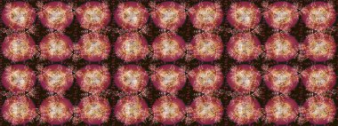 Kahverengi, kırmızı ve bej kar taneleri. Kar tanelerinin soyut arkaplanlı Noel şablonu. Noel ve yeni yıl moda baskıları için tatil tasarımı. Raster illüstrasyonu.