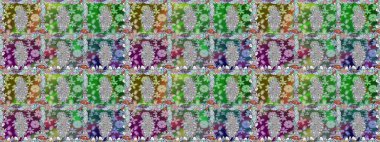 Raster illüstrasyonu. Kusursuz çiçek deseni duvar kâğıdı olarak kullanılabilir. Yeşil renkte çiçekler.