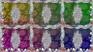 Çiçek tasarımı için inanılmaz bir kolaj cenneti tarzı. Çiçekli zambaklar kusursuz bir arka plan. Parlak çiçekli kolaj çiçekleri yeşil.