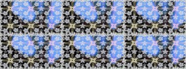 Raster illüstrasyonu. Egzotik çiçekler, mavi renkler üzerine botanik parlak klasik doğa. Klasik tropikal doğal elementlerin suluboya seti.