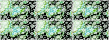 Çiçeksiz desenli, suluboya elle çizilmiş elementler. Parlak renkli fantezi çiçekleri, yapraklar, tarafsız renklerde tomurcuklar.