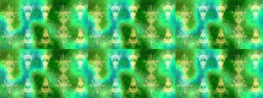 Yumuşak, bahar çiçekli arka plan. Yeşil, mavi ve sarı renkli çiçekler. Raster çiçek desenli ve çiçekli..