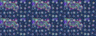 Mavi renkte etnik çiçeklerle süslenmiş zarif bir eskiz. Raster Çiçek İllüstrasyonu güzel tekstil..