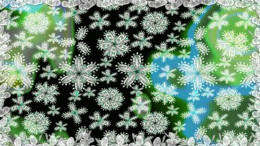 Renkli Bahar Temalı Kusursuz Arkaplan. Sevimli çiçek raster deseni. Düz Çiçek Elementleri Tasarımı. Yeşil renkte çiçekler.