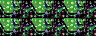 Raster illüstrasyonundaki çiçek desenli çizim. Suluboya tarzında yeşil renkte çiçekler.