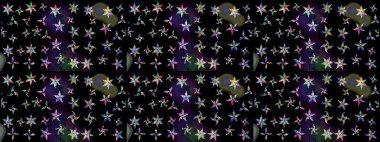 Raster illüstrasyonundaki çiçek desenli çizim. Suluboya tarzında siyah renkte çiçekler.