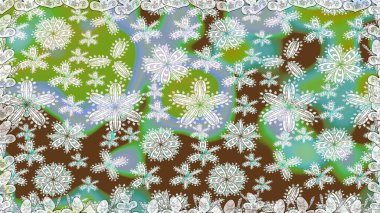 Şirin çiçek elementleri. Raster illüstrasyonu. Düz Çiçek Elementleri Tasarımı. Kusursuz desenli, modaya uygun kumaş deseni. Renkli Bahar Teması Kusursuz Arkaplan.