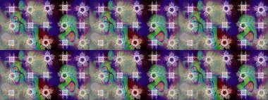 Lüks, kraliyet ve Viktorya dönemi konsepti. Gri, nötr ve mavi üzerine altın rengi klasik barok çiçek deseni. Altın element gri, nötr ve mavi renklerde. Süslü raster dekorasyonu.