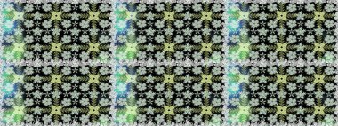 Raster illüstrasyonu. Kusursuz çiçek deseni. Siyah renklerde Asya tekstili.