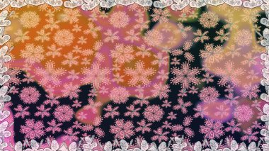 Raster Floral Illustration, Asyalı tekstil. Pembe renkli etnik çiçeklerle kusursuz bir desen..