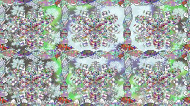 Tomurcukları papatya çiçekleri olan sevimli bir çiçek deseni. Kusursuz bir geçmişi var. Raster illüstrasyonu. Kumaş, tekstil, duvar kağıdı baskısı için. Eski usul. Miles Fleur, dandik süs.