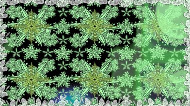 Çiçekli zambaklar kusursuz bir arka plan. Parlak çiçekli kolaj çiçekleri yeşildir. Çiçek tasarımı için inanılmaz kolaj cennet tarzı..