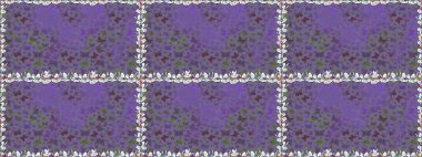 Raster illüstrasyonu. Kumaş, kağıt, ambalaj kâğıdı ve duvar kağıdı tasarımı için hoş bir arka plan. Mor arka planda kelebek olan kusursuz desen.