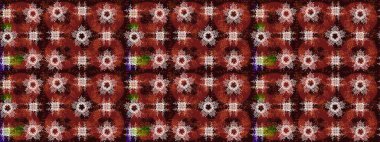 Kar tanesi raster deseni. Kahverengi, kırmızı ve nötr renklerde kar taneleri. Raster illüstrasyonu. Renkli arka planda izole tatlı kar taneleri.