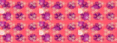 Yüzey için tekrarlanan doku, ambalaj kağıdı, pembe, mor ve bej renkli kar tanesi. Kış kar taneleri, raster arka plan.