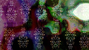 Raster illüstrasyonundaki çiçek desenli çizim. Siyah renklerde. Güzel kumaş deseni. Raster illüstrasyonu.