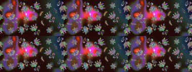 Çiçek deseni. Şatafatlı bahar bahçesi dokusu. Raster illüstrasyonu. Çiçek çizimi arkaplanı.