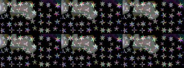 Raster illüstrasyonu. Kar taneleri ve raster arkaplanlı Noel karalaması deseni.