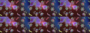 Doodle çiçekler ve dalları, otlar ve çiçekler. Elle çizilmiş. Raster resim. Güzel kumaş deseni.