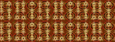 Kahverengi, turuncu ve sarı renkler üzerine tasarım. Raster kış deseni. Raster illüstrasyonu. Çiçek Elementleri ile soyut arkaplan.