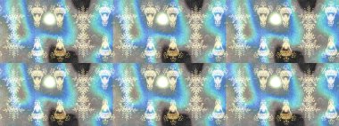 Çiçekli güzel suluboya desen. Raster illüstrasyonu. Mavi, gri ve nötr renklerde.