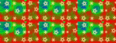 Sanat terapisi tarzı zen çizim için yeşil, kırmızı ve kahverengi kar taneleri. El çizimi, dövme stili, kumaş tasarımı ve Raster illüstrasyonunda kartlar..