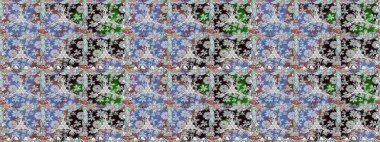 Gri çiçekli bahar çiçekleri. Küçük renkli çiçekler. Moda baskıları için zarif bir şablon. Küçük çiçekte güzel bir desen. Motley illüstrasyonu.