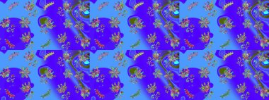 Raster resim. Snowflakes desen. Renk arka plan üzerinde izole soyut kar taneleri ile düz tasarım. Raster kar taneleri arka plan. Kar tanesi renkli desen.