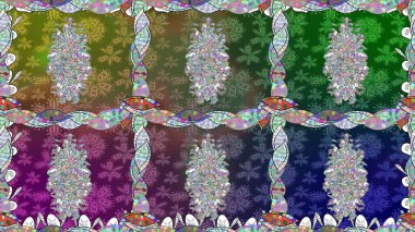 Yeşil el çizimi desen. Karalama çiçekleri kusursuz desen. Sanat, çiçeklere ilham verir ve arka plan bırakır. Raster deseni.