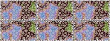 Raster Illustrasyon 'da moda olmayan çiçek deseni. Renkli Yaz Temalı Kusursuz Arkaplan. Güzel kumaş deseni. Düz Çiçek Elementleri Tasarımı.