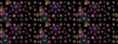 Yumuşak, bahar çiçekleri siyah renklerde. Çiçekli yumuşak bir eskiz şekli. Raster çiçekleri klasik tarzda çizilmiş. Raster illüstrasyonu.