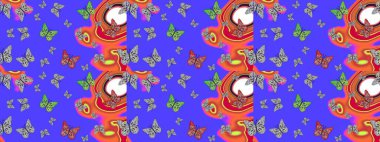 Raster illüstrasyonu. Robot resim. Kart ve Fotoğraf Çocukları Albümleri Üzerine Bebekler Kitabı ve Dijital Baskı. Albüm için resim. Clipart Mor Kelebek Sihirli Çizgi Film Hakkında.