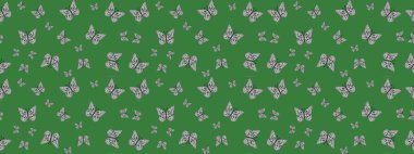 Yeşil renkli resimler, tropik kelebeklerle birlikte. Duvar kağıtları, web sayfası geçmişi, yüzey dokuları, tekstil için mükemmel. Soyut eskiz arka planı. Raster kelebekleri deseni.