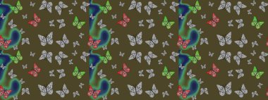 Karala, karala, karala. Duvar kağıtları, giysiler, erkekler ve kızlar için soyut çizim kalıbı. Raster. Kelebek deseni.