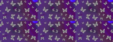 Raster renkli sonsuz doku. Elle çizilmiş illüstrasyon. Kelebekli çizim şekli. Bahar ve yaz tasarımı için renkli arkaplan.