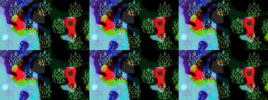 Mavi renkli çiçekler. Düz Çiçek Elementleri Tasarımı. Sevimli çiçek raster deseni. Renkli Yaz Teması çizim şablonu.