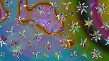 Eskiz arkaplan modeli. Suluboya, elle çizilmiş. Raster hisseleri. Mavi üzerine çiçekler.