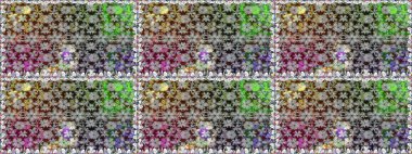 Gri renkli etnik çiçeklerle kusursuz bir desen. Asya Tekstil 'inde Raster Çiçek İllüstrasyonu.