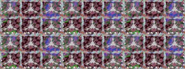 Kahverengi renkler ve parlak çiçekler üzerinde soyut, pürüzsüz desen. Çiçeksel elementlerle süslenmiş zarif raster dokusu. Küçük çiçekte şirin bir çiçek deseni var..