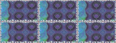 Çiçek süsü ile kusursuz desen. Raster illüstrasyonu. Mor renkte çiçekler.